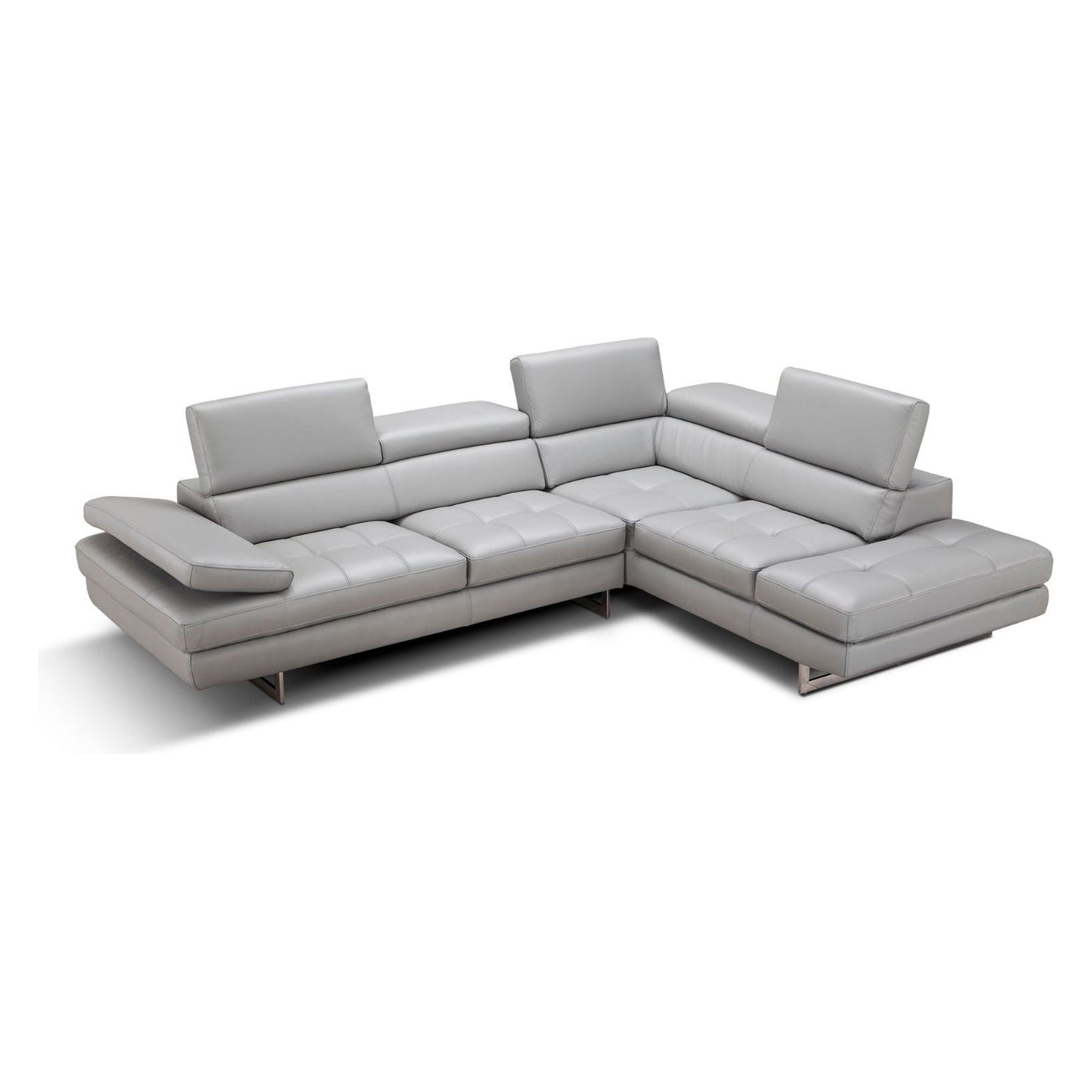A761 Italian Leather Sectional Light Grey In Right Hand Facing jnmfurniture Sectionals 18142-RHFC