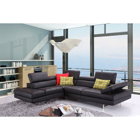 A761 Italian Leather Sectional Slate Black In Left Hand Facing jnmfurniture Sectionals 1785521-LHFC