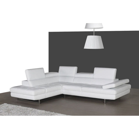 A761 Italian Leather Sectional Snow White In Left hand Facing jnmfurniture Sectionals 178557-LHFC