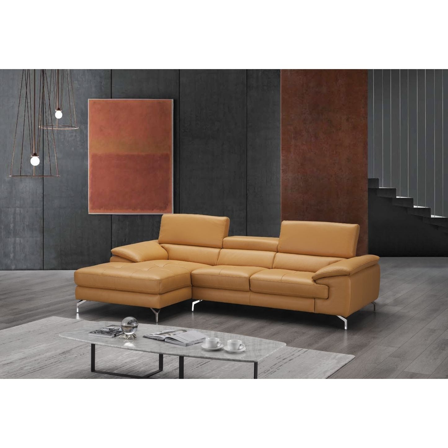A973B Italian Leather Mini Sectional Left Facing Chaise in Freesia jnmfurniture Sectionals 179064-LHFC
