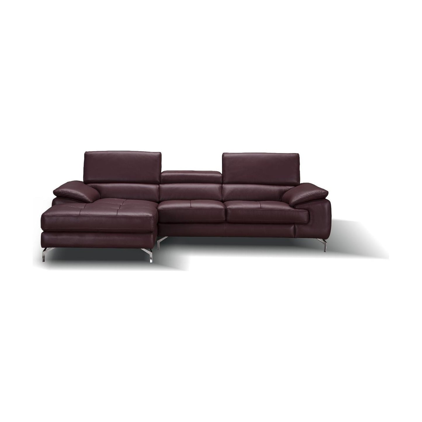 A973B Italian Leather Mini Sectional Left Facing Chaise in Maroon jnmfurniture Sectionals 179066-LHFC