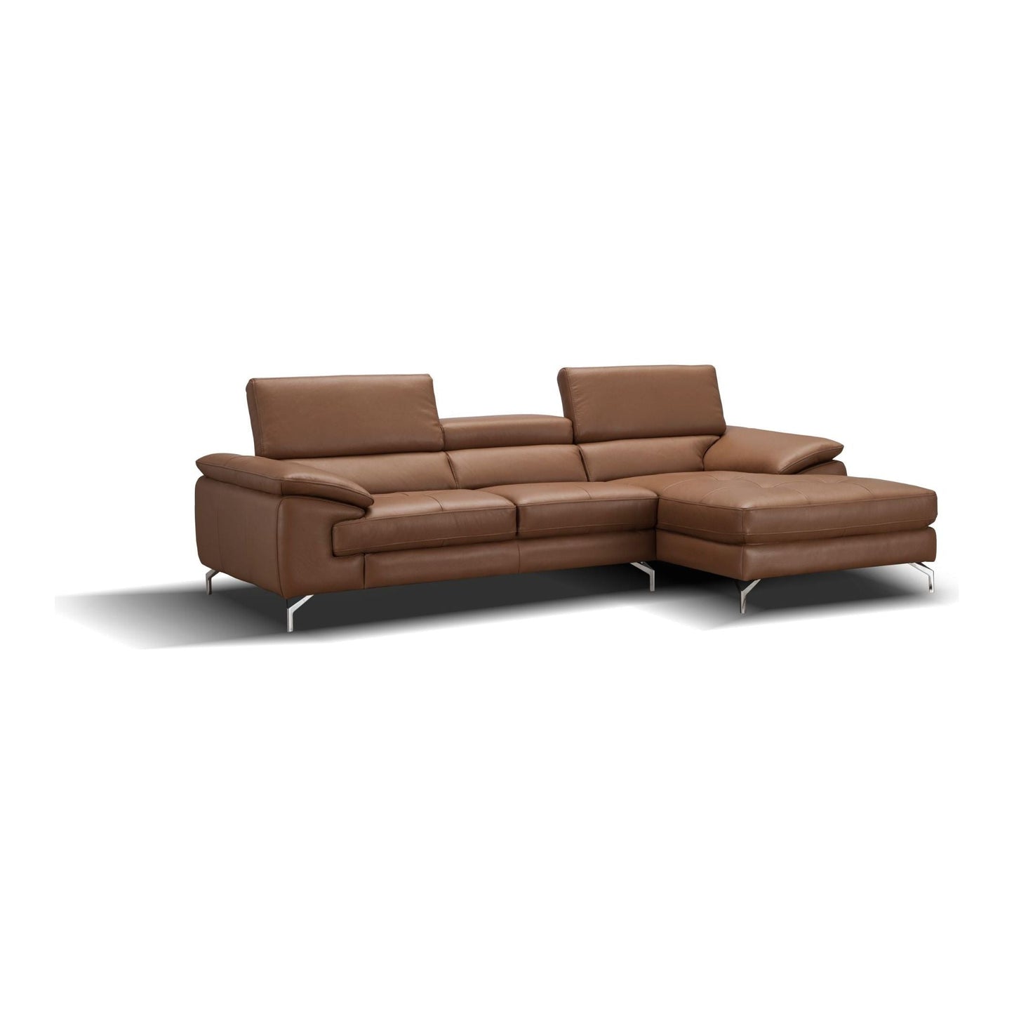 A973B Italian Leather Mini Sectional Right Facing Chaise in Caramel jnmfurniture Sectionals 17906122-RHFC