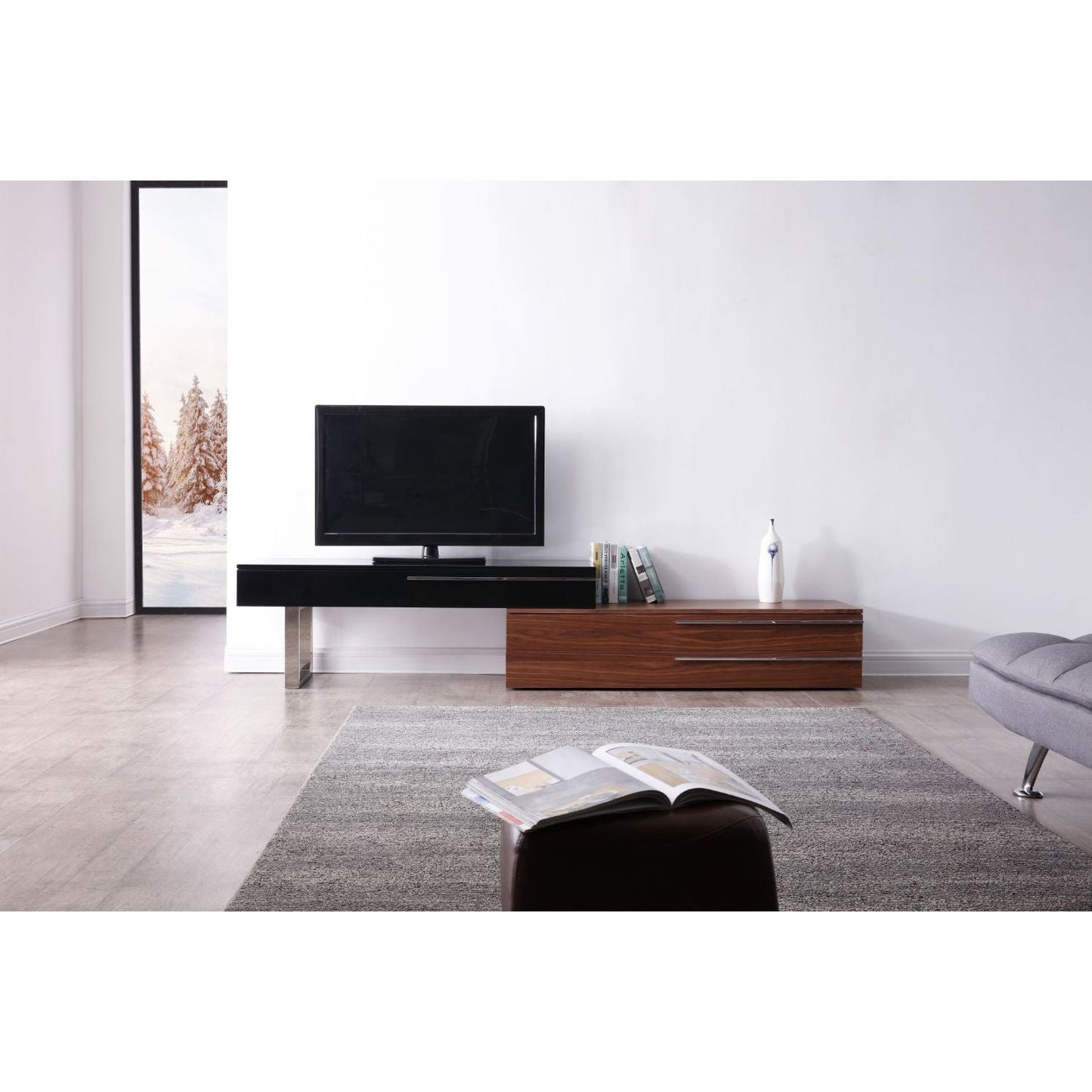 CE Hudson TV Base in Walnut & Black jnmfurniture TV Stands & Media 17475-WB