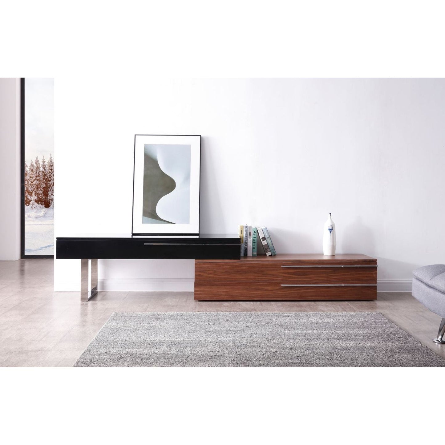 CE Hudson TV Base in Walnut & Black jnmfurniture TV Stands & Media 17475-WB