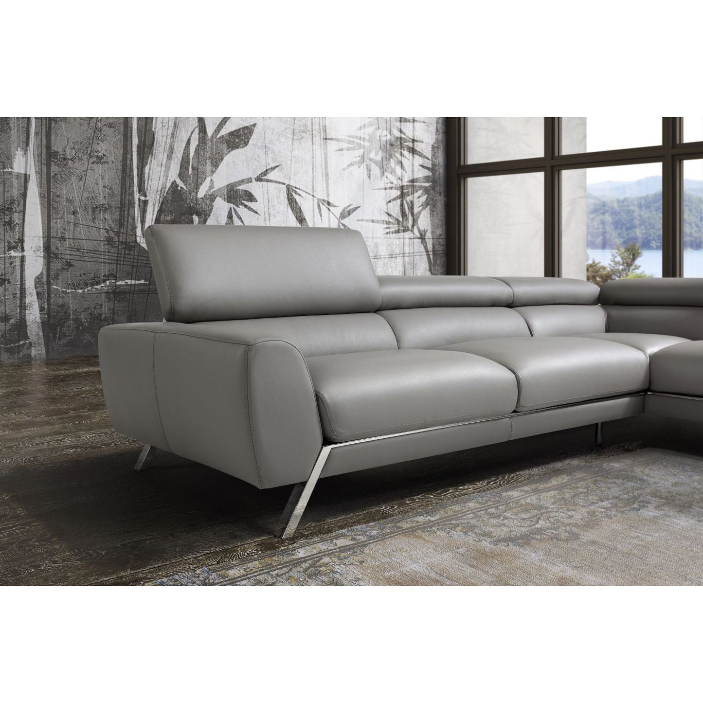 Mood Grey Leather Sectional Right Hand Facing jnmfurniture Sectionals 182883-RHFC