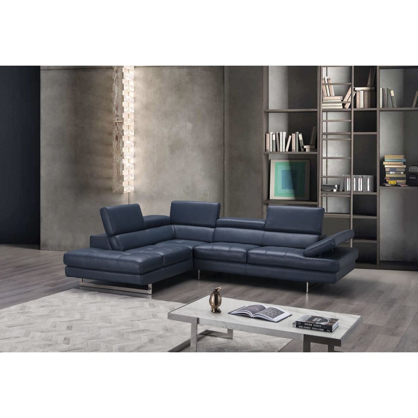 A761 Italian Leather Sectional Blue In Left Hand Facing jnmfurniture Sectionals 178553-LHFC