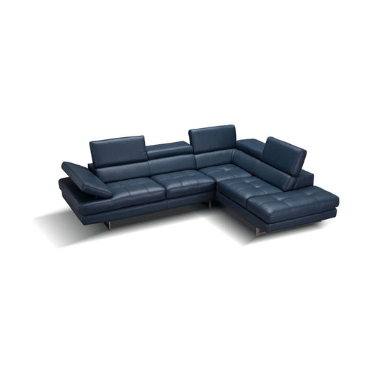 A761 Italian Leather Sectional Blue In Right Hand Facing jnmfurniture Sectionals 178553-RHFC