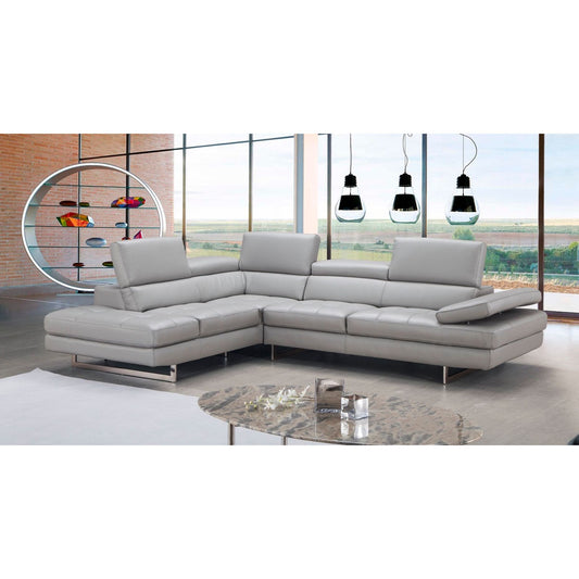A761 Italian Leather Sectional Light Grey In Left Hand Facing jnmfurniture Sectionals 18142-LHFC