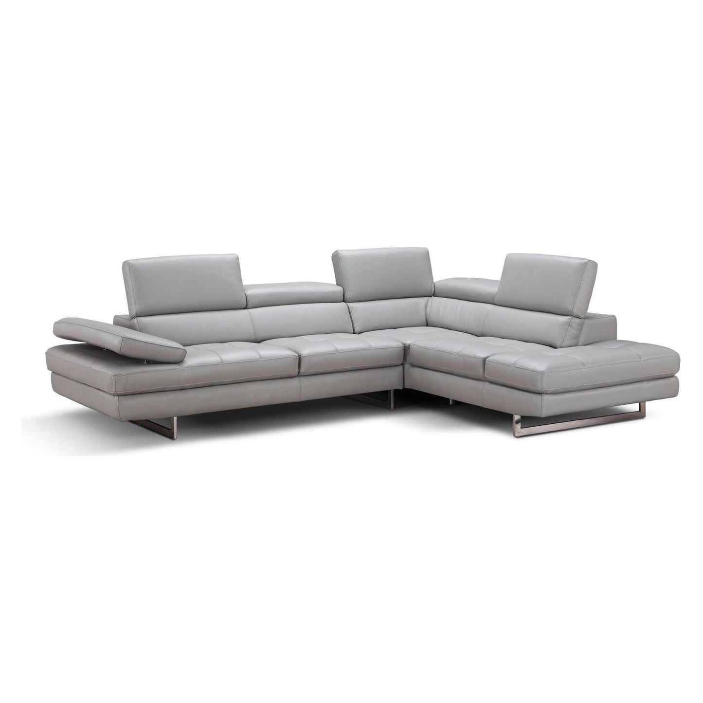 A761 Italian Leather Sectional Light Grey In Left Hand Facing jnmfurniture Sectionals 18142-LHFC