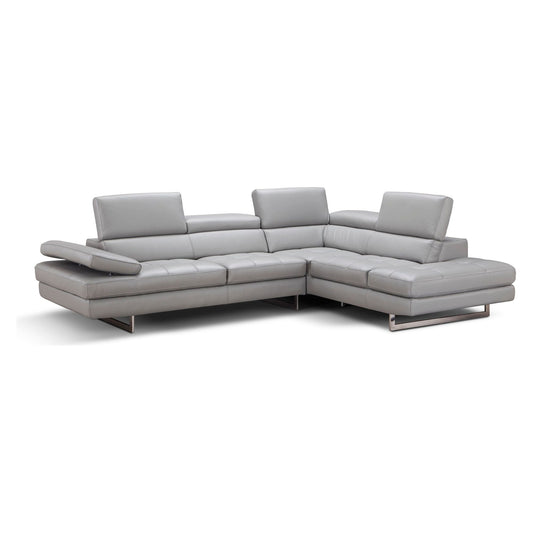 A761 Italian Leather Sectional Light Grey In Right Hand Facing jnmfurniture Sectionals 18142-RHFC