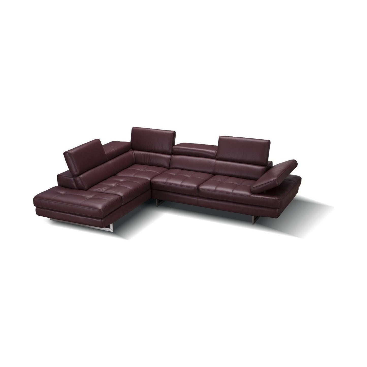 A761 Italian Leather Sectional Maroon In Left Hand Facing jnmfurniture Sectionals 178556-LHFC
