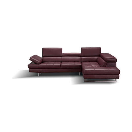 A761 Italian Leather Sectional Maroon In Right Hand Facing jnmfurniture Sectionals 178556-RHFC
