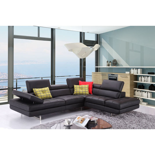 A761 Italian Leather Sectional Slate Black In Right Hand Facing jnmfurniture Sectionals 1785521-RHFC