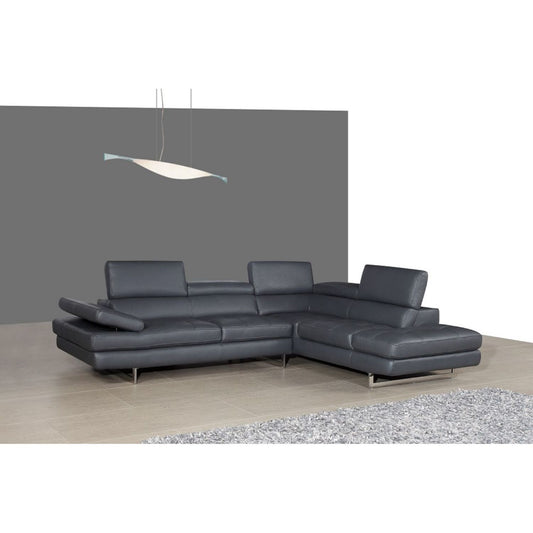 A761 Italian Leather Sectional Slate Grey In Right Hand Facing jnmfurniture Sectionals 178552-RHFC