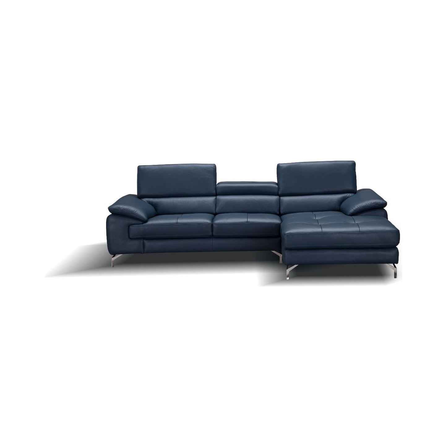 A973B Italian Leather Mini Sectional Right Facing Chaise in Blue jnmfurniture Sectionals 179065-RHFC