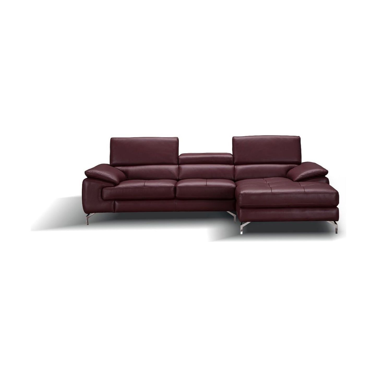 A973B Italian Leather Mini Sectional Right Facing Chaise in Maroon jnmfurniture Sectionals 179066-RHFC