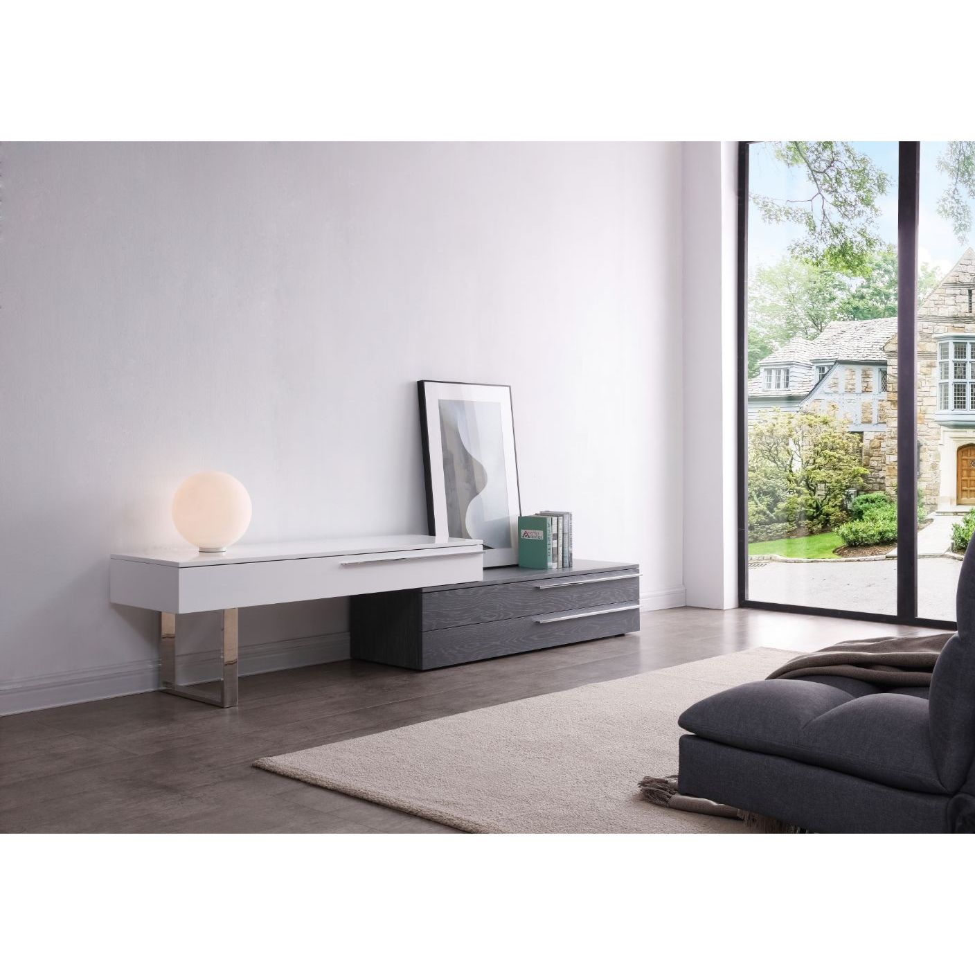 CE Hudson TV Base in Grey & White jnmfurniture TV Stands & Media 17475-GW