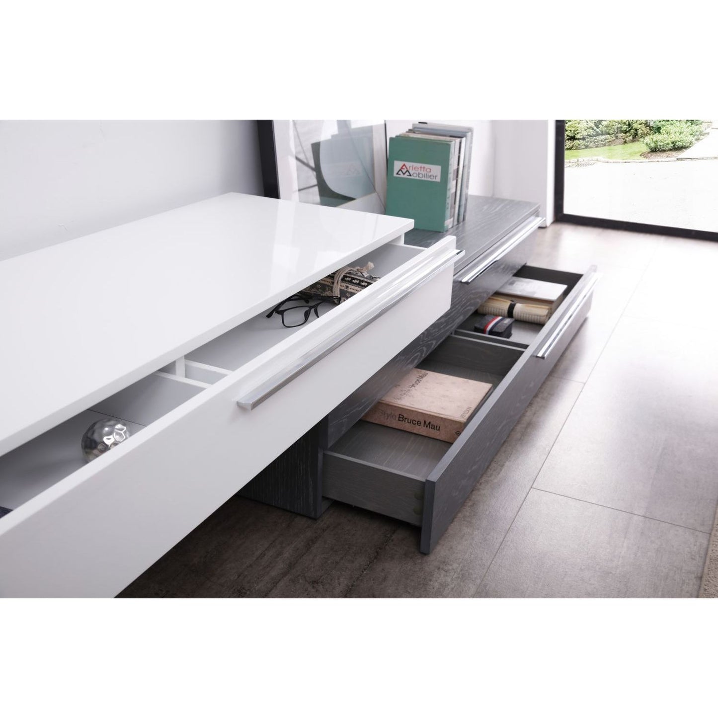 CE Hudson TV Base in Grey & White jnmfurniture TV Stands & Media 17475-GW