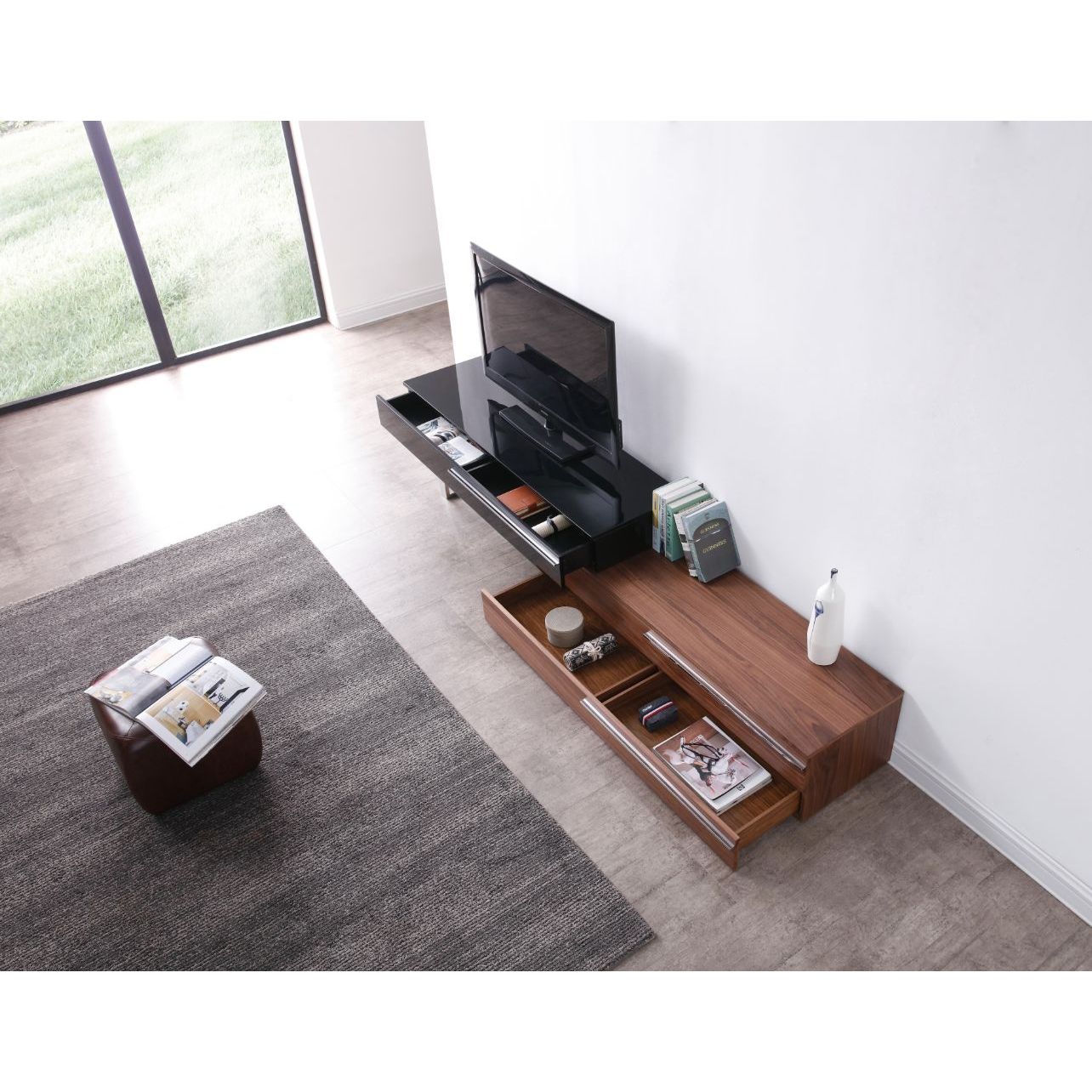 CE Hudson TV Base in Walnut & Black jnmfurniture TV Stands & Media 17475-WB