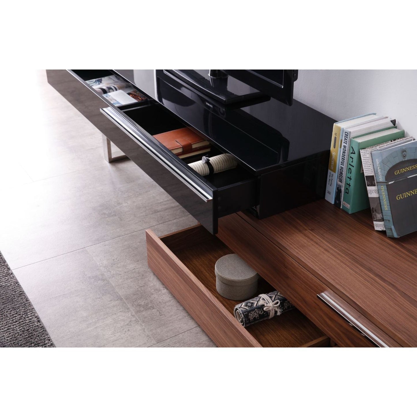 CE Hudson TV Base in Walnut & Black jnmfurniture TV Stands & Media 17475-WB