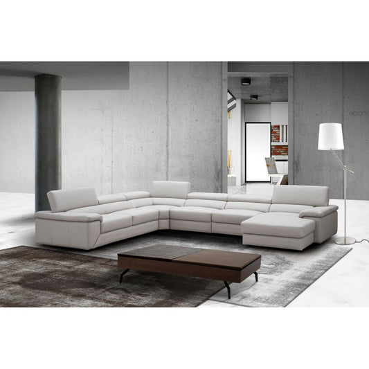 Kobe Right Facing Leather Sectional in Silver Grey jnmfurniture Sectionals 181114-RHFC