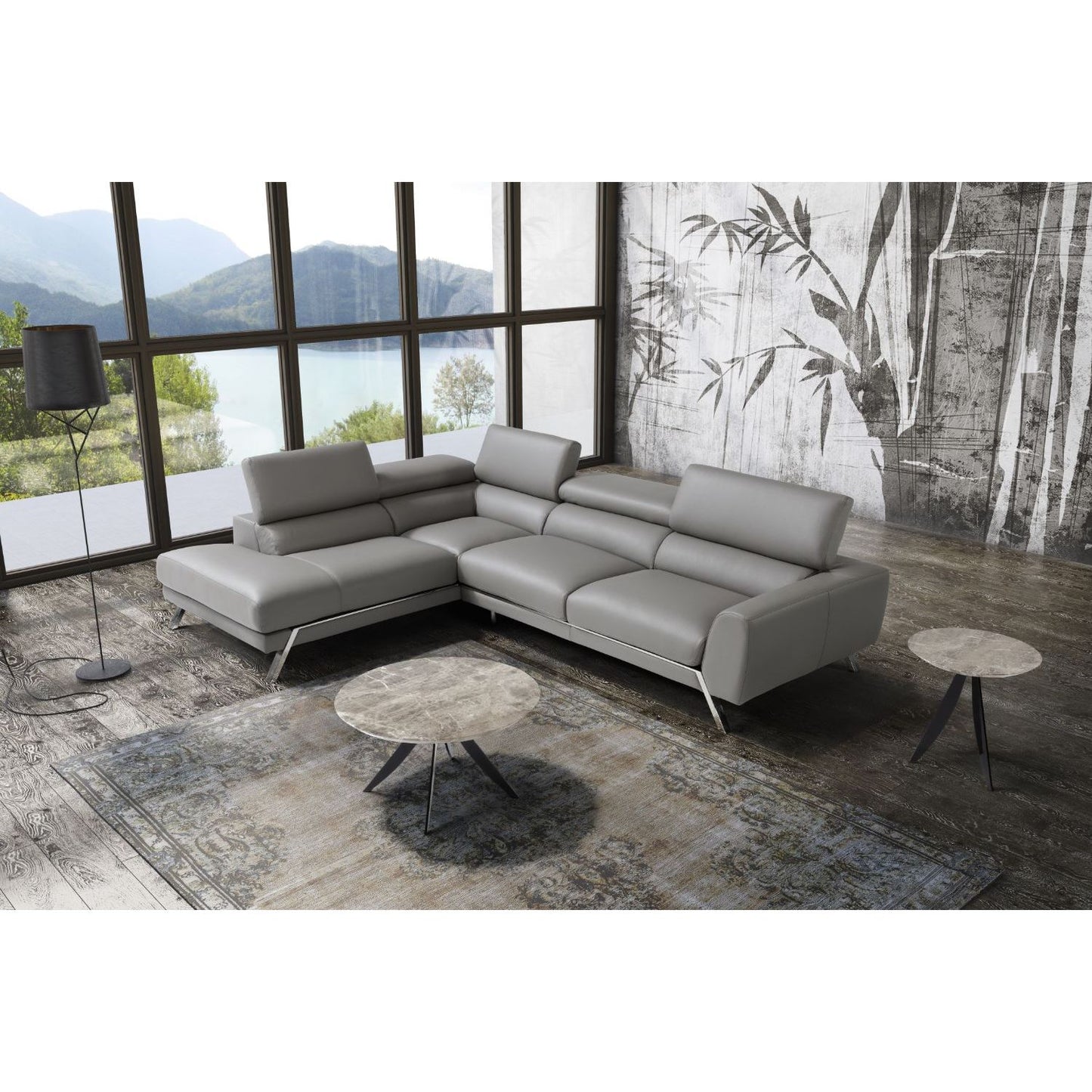 Mood Grey Leather Sectional Left Hand Facing jnmfurniture Sectionals 182883-LHFC