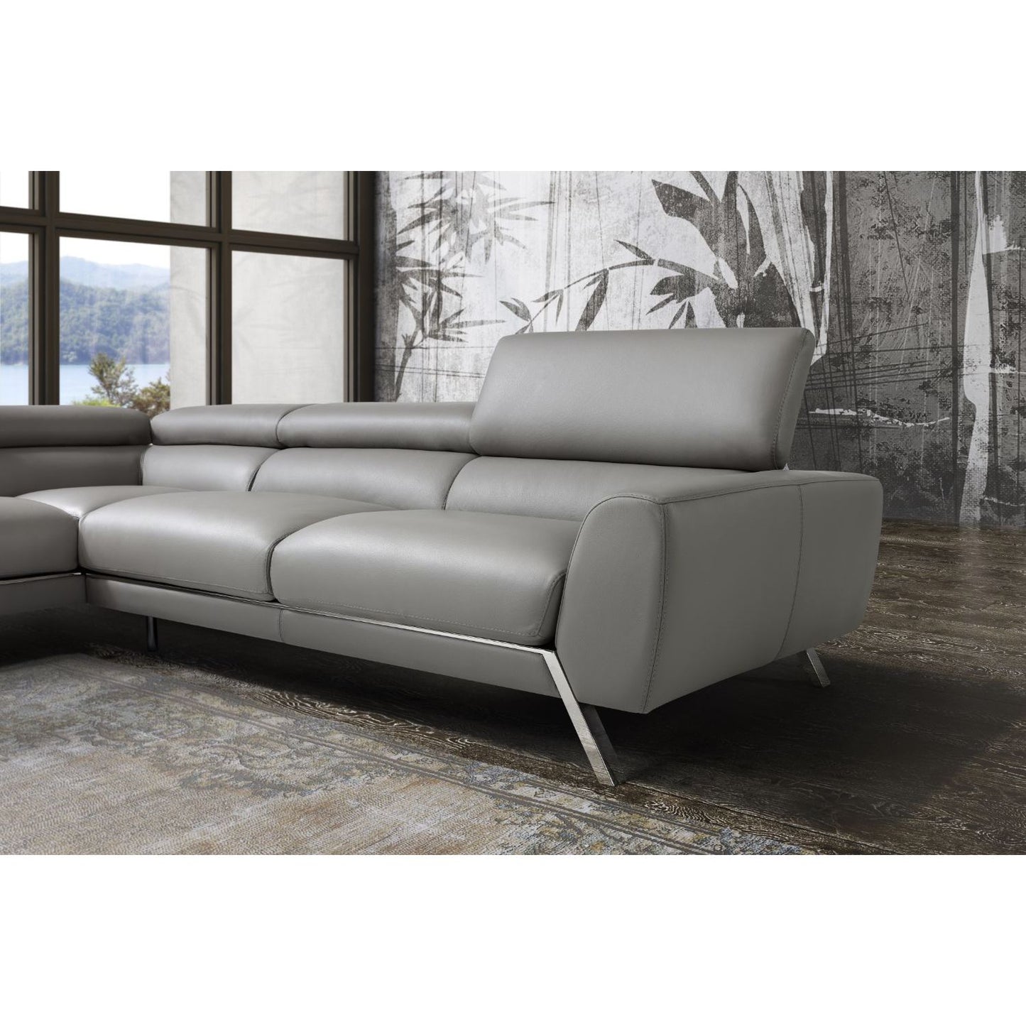Mood Grey Leather Sectional Left Hand Facing jnmfurniture Sectionals 182883-LHFC