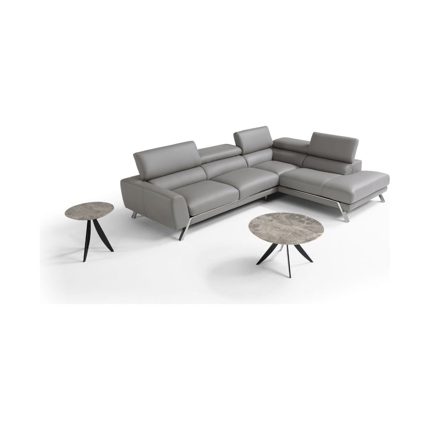 Mood Grey Leather Sectional Right Hand Facing jnmfurniture Sectionals 182883-RHFC