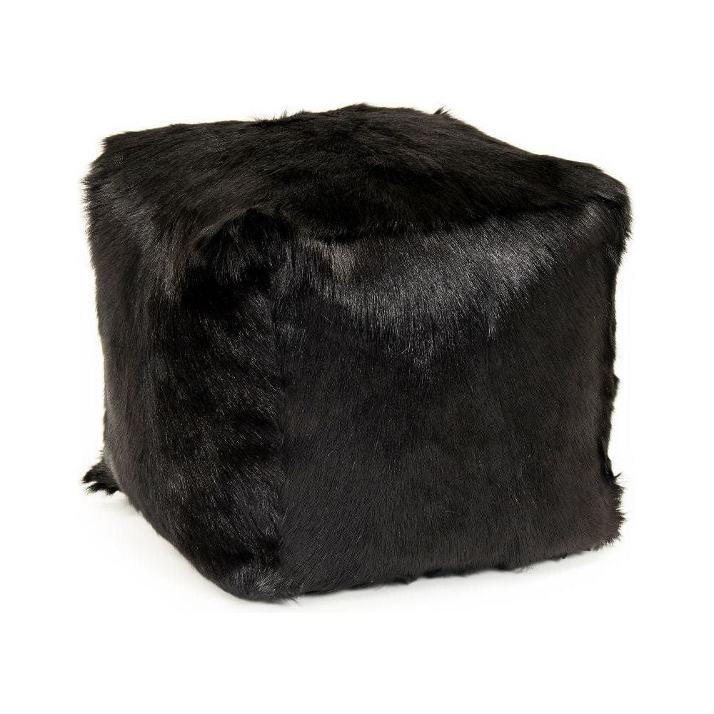 Tibetan Black Goat Fur Pouf Zentique Ottomans & Poufs ZGFC-black
