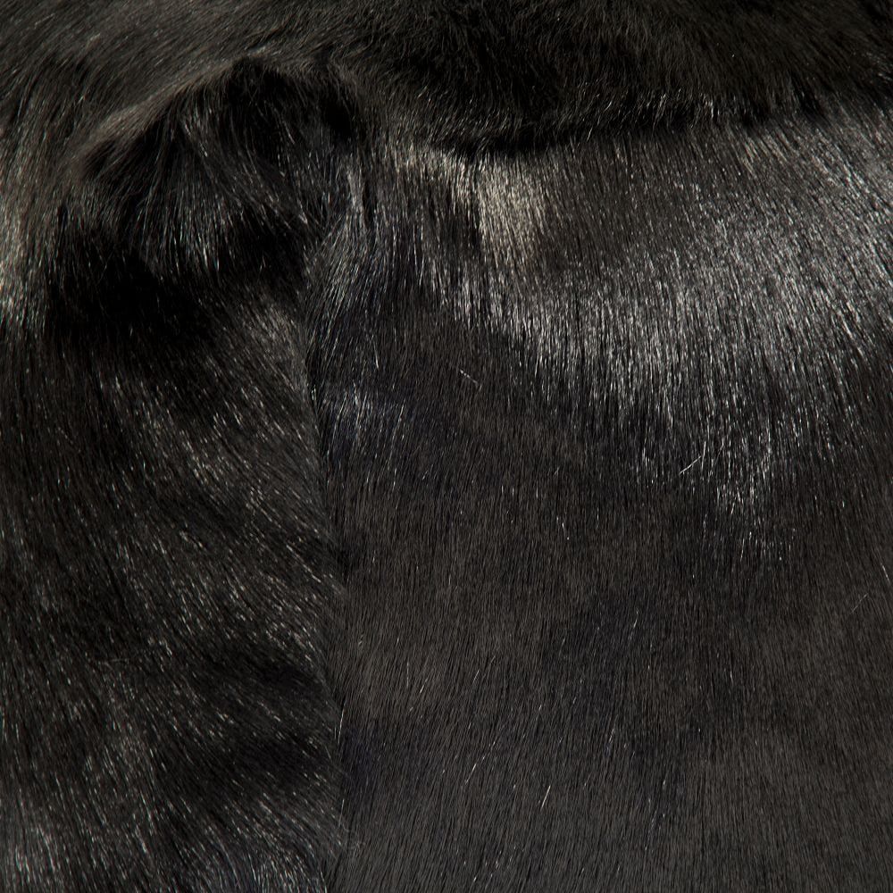 Tibetan Black Goat Fur Pouf Zentique Ottomans & Poufs ZGFC-black