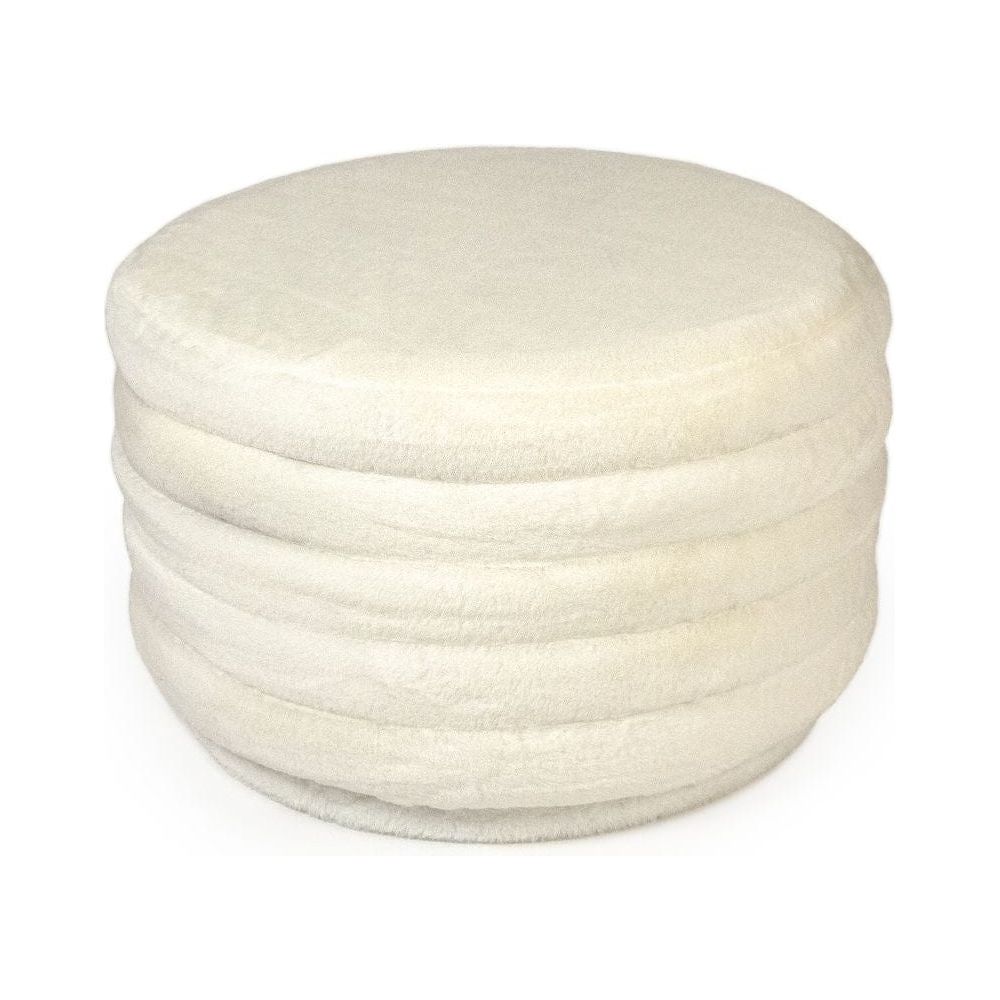White Faux Fur Ottoman Zentique Ottomans & Poufs GH005-RW
