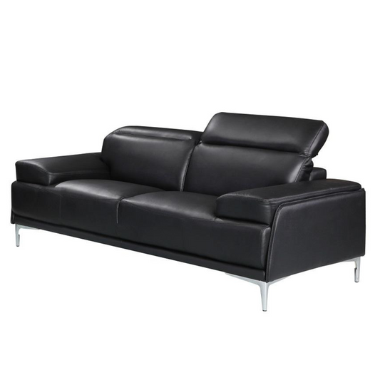 A973 Italian Leather Loveseat in Black