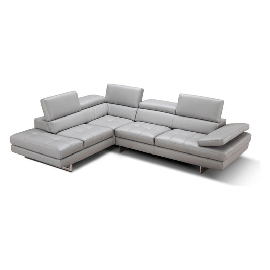 A761 Italian Leather Sectional Light Grey In Left Hand Facing jnmfurniture Sectionals 18142-LHFC