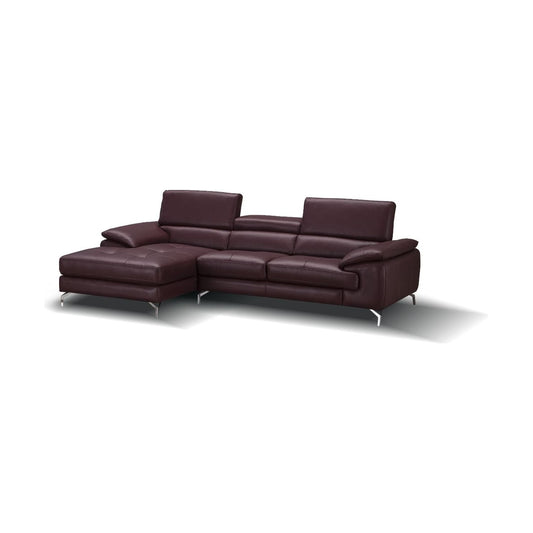 A973B Italian Leather Mini Sectional Left Facing Chaise in Maroon jnmfurniture Sectionals 179066-LHFC