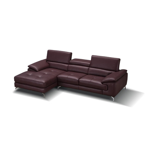 A973B Italian Leather Mini Sectional Left Facing Chaise in Maroon jnmfurniture Sectionals 179066-LHFC