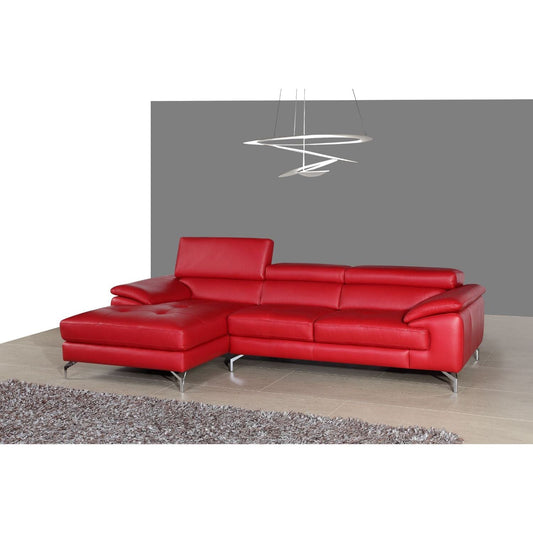 A973B Italian Leather Mini Sectional Left Facing Chaise in Red jnmfurniture Sectionals 179061-LHFC