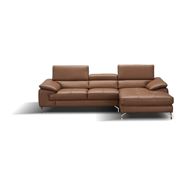 A973B Italian Leather Mini Sectional Right Facing Chaise in Caramel jnmfurniture Sectionals 17906122-RHFC