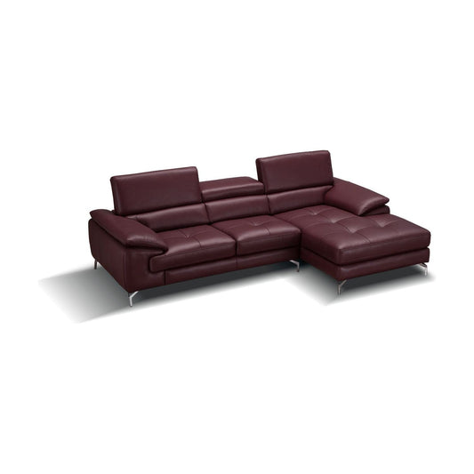 A973B Italian Leather Mini Sectional Right Facing Chaise in Maroon jnmfurniture Sectionals 179066-RHFC