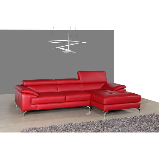 A973B Italian Leather Mini Sectional Right Facing Chaise in Red jnmfurniture Sectionals 179061-RHFC