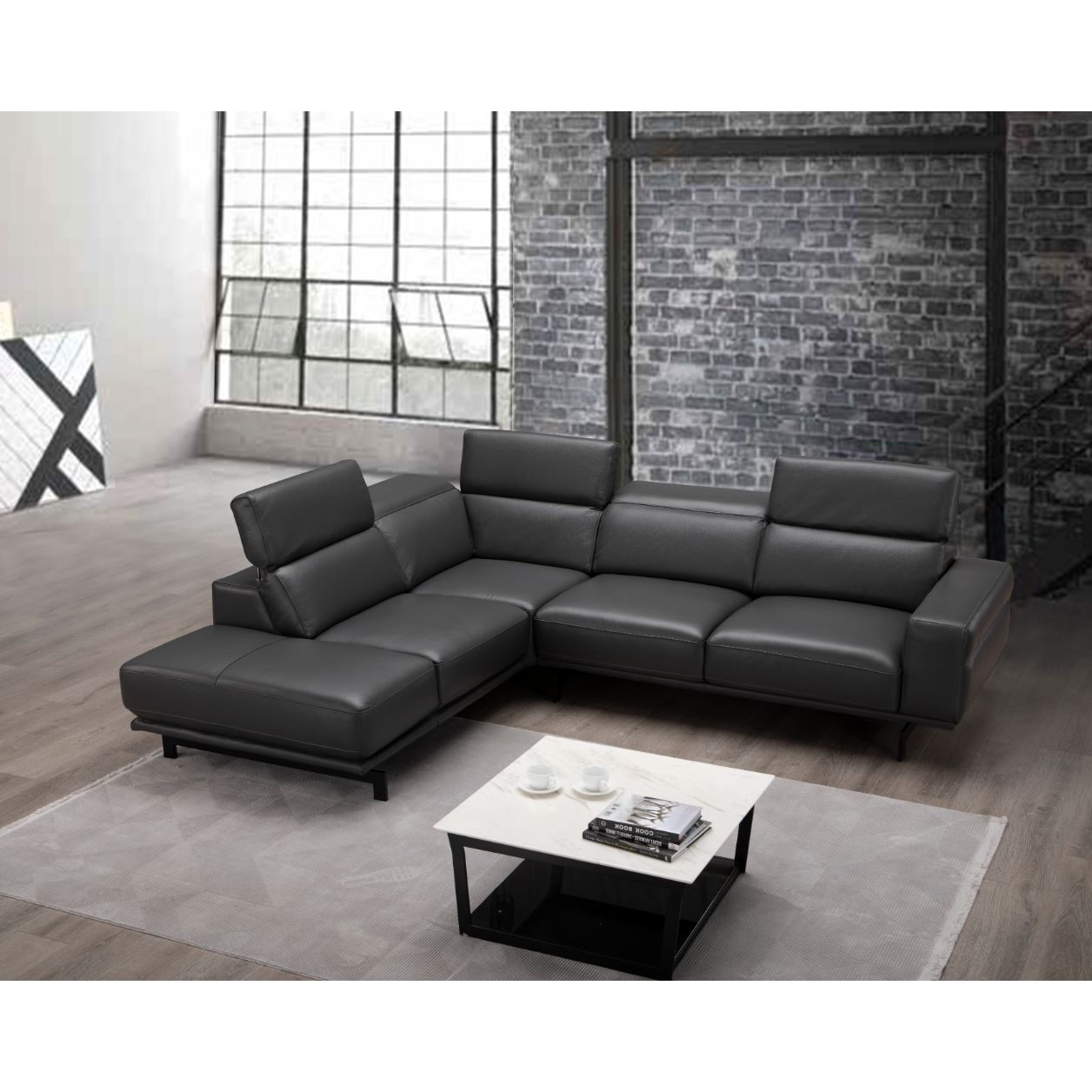 Davenport Slate Grey Sectional in Left Facing jnmfurniture Sectionals 18875-LHFC