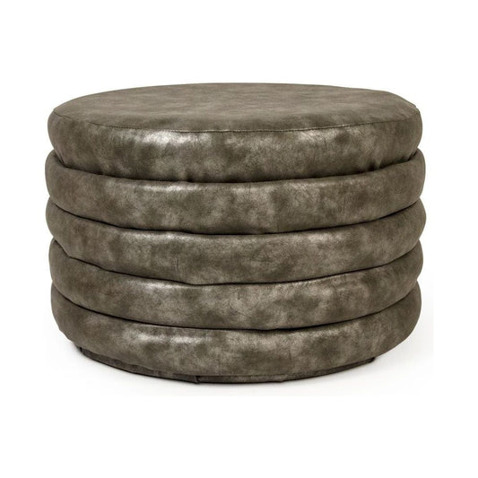 Distressed Grey PU Ottoman Zentique Ottomans & Poufs GH005-PU