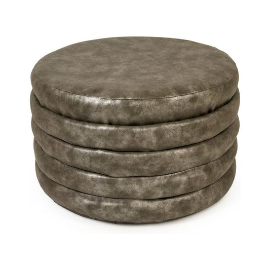 Distressed Grey PU Ottoman Zentique Ottomans & Poufs GH005-PU