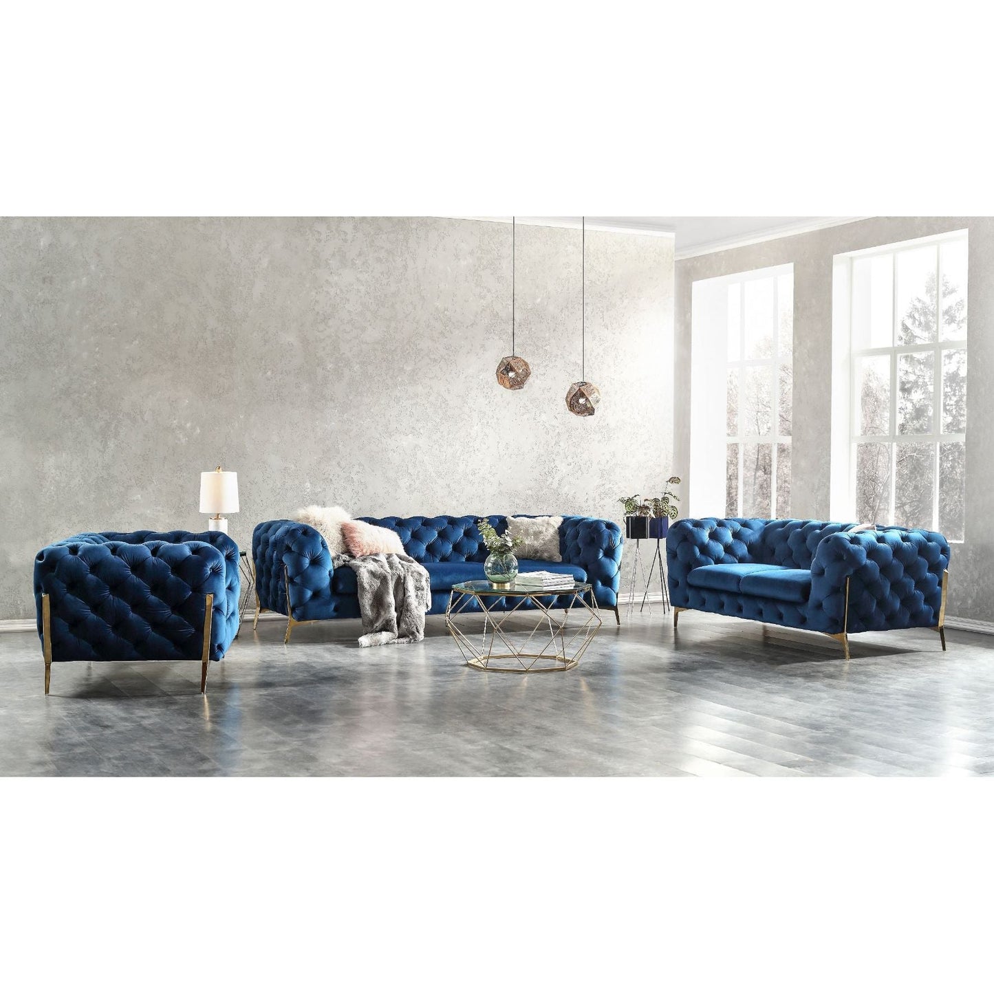 Glamour Love Seat in Blue jnmfurniture Loveseats 17182-L