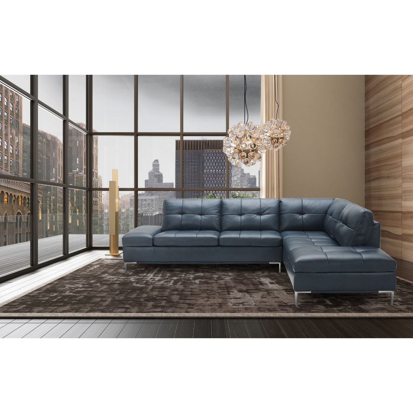 Leonardo Blue in Right Hand Facing jnmfurniture Sectionals 18995-RHFC