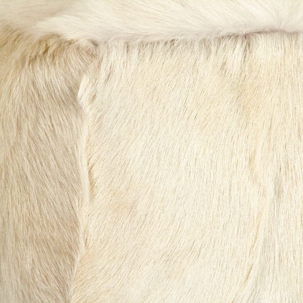 Tibetan Ivory Goat Fur Pouf Zentique Ottomans & Poufs ZGFC-ivory