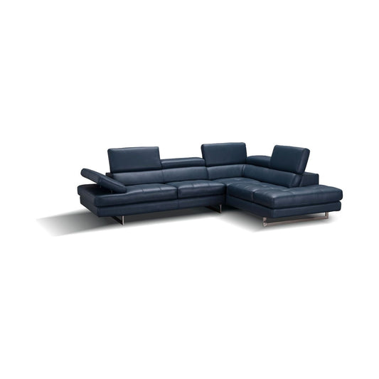 A761 Italian Leather Sectional Blue In Right Hand Facing jnmfurniture Sectionals 178553-RHFC