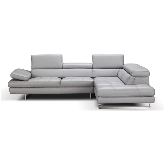 A761 Italian Leather Sectional Light Grey In Right Hand Facing jnmfurniture Sectionals 18142-RHFC