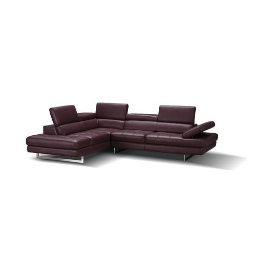 A761 Italian Leather Sectional Maroon In Left Hand Facing jnmfurniture Sectionals 178556-LHFC