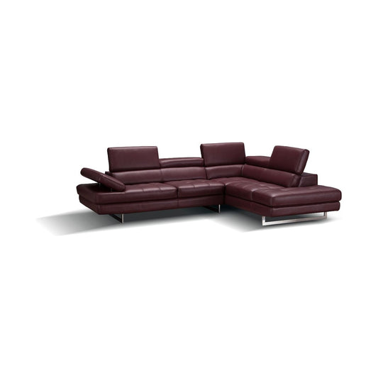 A761 Italian Leather Sectional Maroon In Right Hand Facing jnmfurniture Sectionals 178556-RHFC