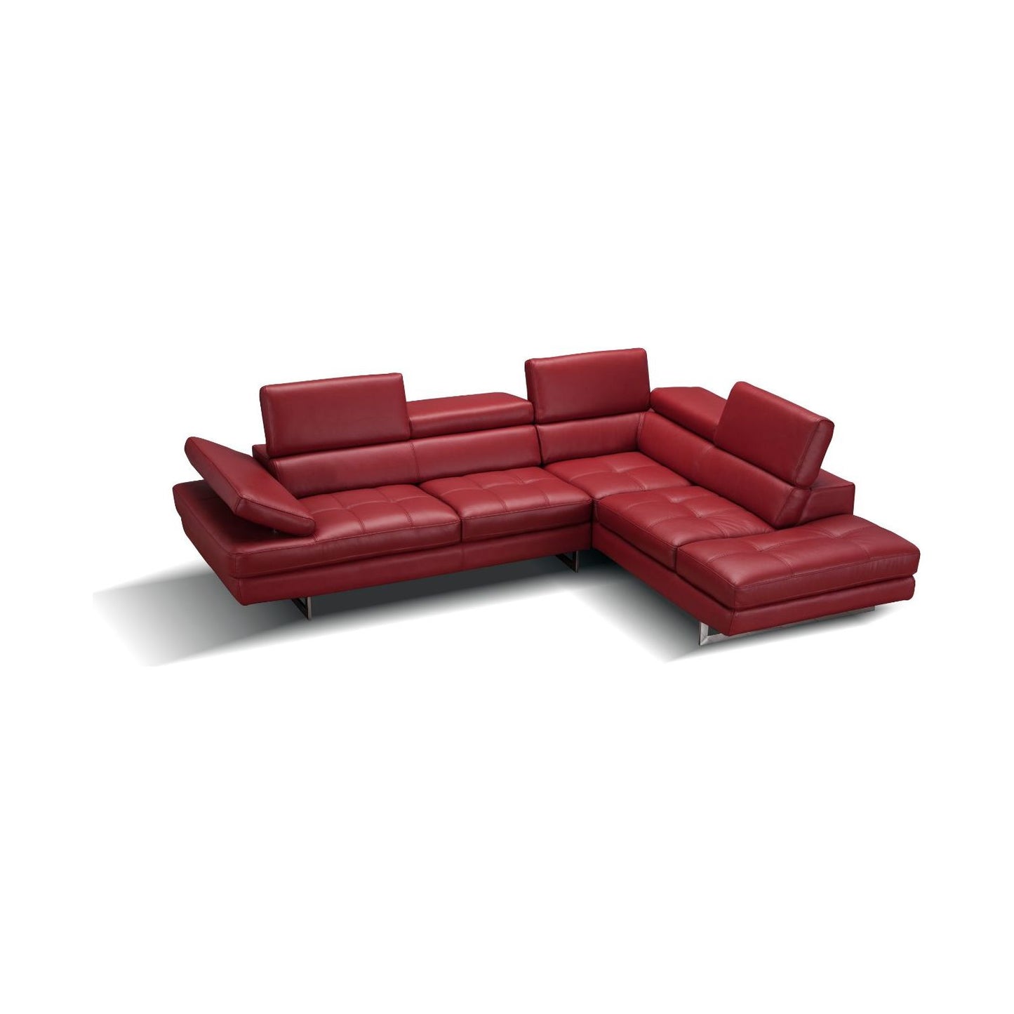 A761 Italian Leather Sectional Red In Right hand Facing jnmfurniture Sectionals 178554-RHFC